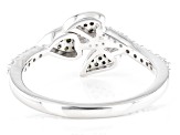Green And White Diamond Rhodium Over Sterling Silver Band Ring 0.33ctw