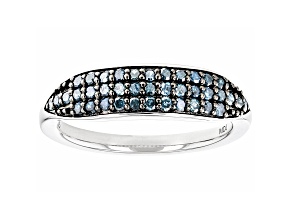 Blue Diamond Rhodium Over Sterling Silver Band Ring 0.50ctw