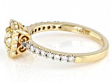 Natural Yellow And White Diamond 14k Yellow Gold Halo Ring 1.00ctw