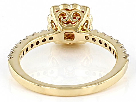 Natural Yellow And White Diamond 14k Yellow Gold Halo Ring 1.00ctw