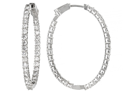 White Diamond 14k White Gold Inside-Outside Hoop Earrings 3.00ctw ...