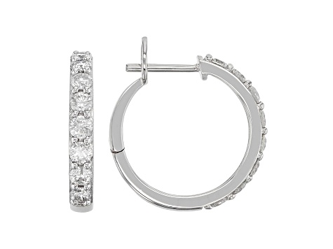 White Diamond 14k White Gold Huggie Earrings 1.00ctw - DOD868 | JTV.com