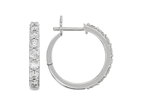 White Diamond 14k White Gold Huggie Earrings 1.00ctw