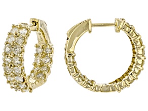 Natural Yellow Diamond 10k Yellow Gold Huggie Earrings 3.00ctw