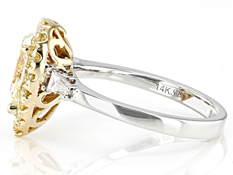 Natural Yellow Diamond & White Diamond 14k Two-Tone Gold Ring 1.45ctw