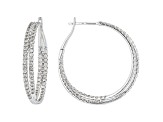 White Diamond 10k White Gold Inside-Out Hoop Earrings 3.00ctw
