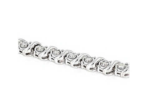 White Diamond Rhodium Over Sterling Silver Tennis Bracelet 0.50ctw