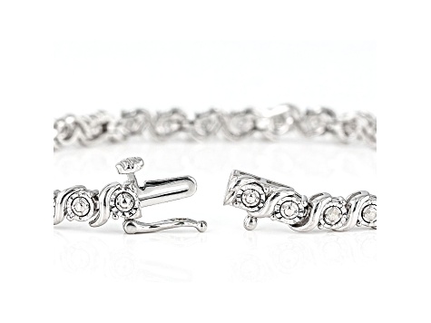 White Diamond Rhodium Over Sterling Silver Tennis Bracelet 0.50ctw