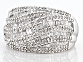 White Diamond Rhodium Over Sterling Silver Wide Band Ring 1.00ctw