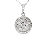 White Diamond Rhodium Over Sterling Silver Cluster Pendant With Chain 0.10ctw