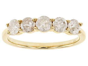 White Diamond 14k Yellow Gold 5-Stone Band Ring 1.00ctw
