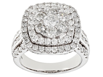 Picture of White Diamond 14k White Gold Cluster Ring 3.00ctw