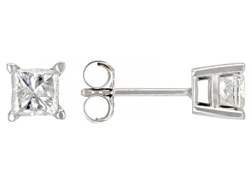 Picture of White Diamond 14k White Gold Stud Earrings 0.75ctw