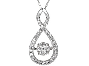 White Diamond 10k White Gold Dancing Pendant With 18" Rope Chain 0.60ctw
