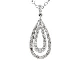 White Diamond Rhodium Over Sterling Silver Teardrop Pendant with 18" Chain 0.25ctw