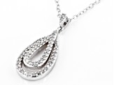 White Diamond Rhodium Over Sterling Silver Teardrop Pendant with 18" Chain 0.25ctw