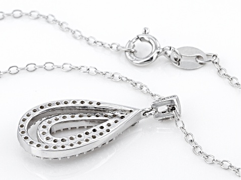 White Diamond Rhodium Over Sterling Silver Teardrop Pendant with 18" Chain 0.25ctw