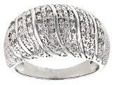 White Diamond Rhodium Over Sterling Silver Dome Ring 0.25ctw
