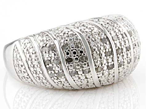 White Diamond Rhodium Over Sterling Silver Dome Ring 0.25ctw