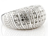 White Diamond Rhodium Over Sterling Silver Dome Ring 0.25ctw