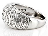 White Diamond Rhodium Over Sterling Silver Dome Ring 0.25ctw