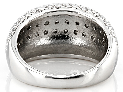 White Diamond Rhodium Over Sterling Silver Dome Ring 0.25ctw