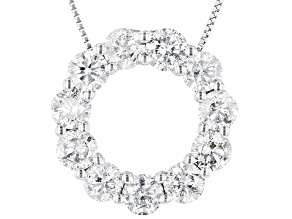 White Diamond 10k White Gold Circle Pendant With Chain 2.00ctw