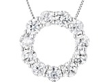 White Diamond 10k White Gold Circle Pendant With Chain 2.00ctw