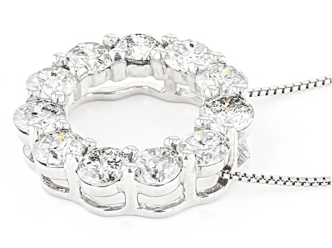 White Diamond 10k White Gold Circle Pendant With Chain 2.00ctw