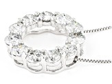 White Diamond 10k White Gold Circle Pendant With Chain 2.00ctw