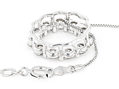 White Diamond 10k White Gold Circle Pendant With Chain 2.00ctw