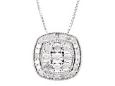 White Diamond Rhodium Over Sterling Silver Cluster Pendant With 18" Box Chain 0.50ctw
