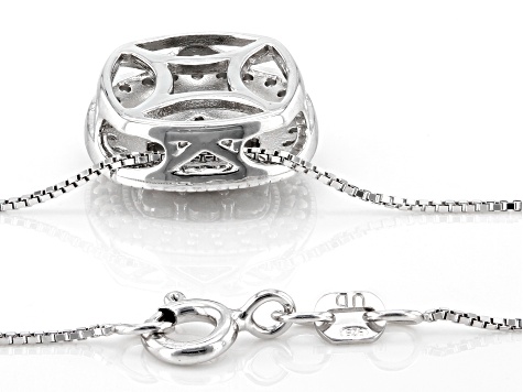 White Diamond Rhodium Over Sterling Silver Cluster Pendant With 18" Box Chain 0.50ctw