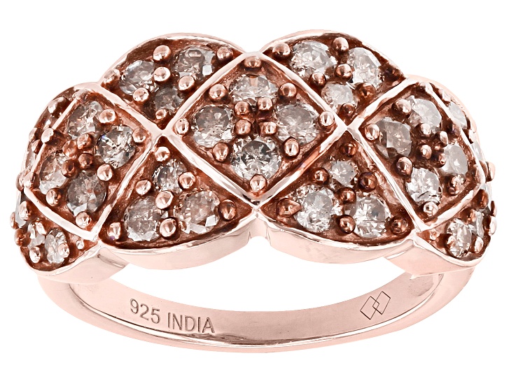 Champagne Diamond 18k Rose Gold Over Sterling Silver Band