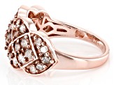 Champagne Diamond 18k Rose Gold Over Sterling Silver Band Ring 1.50ctw