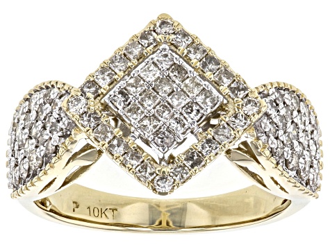 Candlelight Diamonds™ 10k Yellow Gold Cluster Ring 1.10ctw