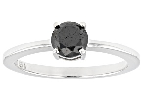 Black Diamond Platinum Over Sterling Silver Solitaire Ring 1.00ctw
