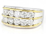 White Diamond 10k Two-Tone Gold Multi-Row Men's Ring 2.00ctw