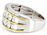 White Diamond 10k Two-Tone Gold Multi-Row Men's Ring 2.00ctw