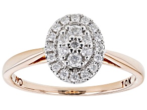 White Diamond 10k Rose Gold Oval Cluster Ring 0.25ctw