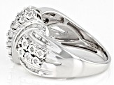 White Diamond Rhodium Over Sterling Silver Crossover Ring 0.50ctw