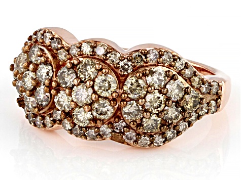 Champagne Diamond 18k Rose Gold Over Sterling Silver Cluster Ring 1.50ctw