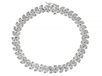 White Diamond Rhodium Over Sterling Silver Tennis Bracelet 1.00ctw