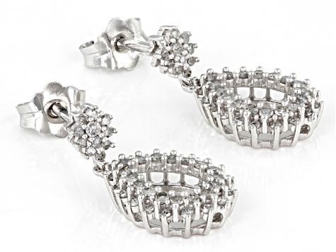 White Diamond 10k White Gold Dangle Earrings 0.50ctw