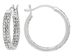 White Diamond 10k White Gold Inside-Out Hoop Earrings 1.00ctw