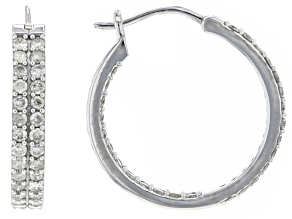 White Diamond 10k White Gold Inside-Out Hoop Earrings 2.00ctw