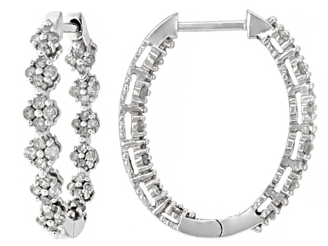 White Diamond 10k White Gold Inside-Out Hoop Earrings 0.50ctw - DOD957 ...
