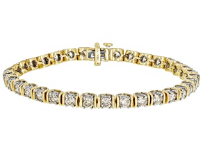 White Diamond 10k Yellow Gold Tennis Bracelet 6.00ctw