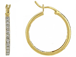 White Diamond 14k Yellow Gold Over Sterling Silver Inside-Out Hoop Earrings 0.25ctw