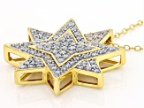 White Diamond 14k Yellow Gold Over Sterling Silver Star Cluster Pendant With Chain 0.50ctw